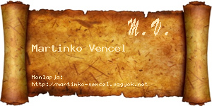 Martinko Vencel névjegykártya